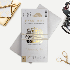 Pasaporte de lujo para avión, invitación de boda con tarjeta de embarque RSVP - Product Image 3
