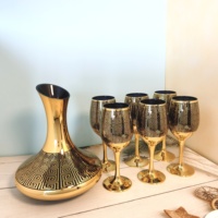 Ensemble de carafe à vin rouge en verre avec boîte de couleur personnalisée, logo personnalisé, luxe, or, noir, pour fête, vacances, fête