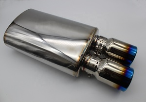 SUS 304 universel 5.5 "ovale bleu brûlé pointe 2.5" silencieux d'échappement d'entrée - Product Image 4