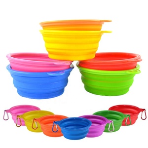 Comederos de agua para perros plegables para mascotas de Color puro sólido de silicona respetuosos con el medio ambiente, 11 colores disponibles - Product Image 1