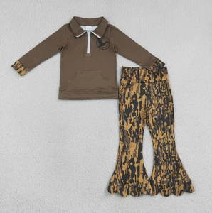 Gran oferta, conjunto de 2 piezas con estampado floral vintage para niñas, top de manga larga con capucha, pantalones con cintura elástica - Product Image 3