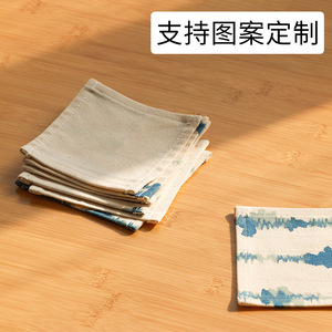 Sous-verres carrés en tissu simple, absorbants, résistants à la chaleur, antidérapants, pour la protection des tasses à thé et des assiettes, Tie Dye, blanc naturel - Product Image 3