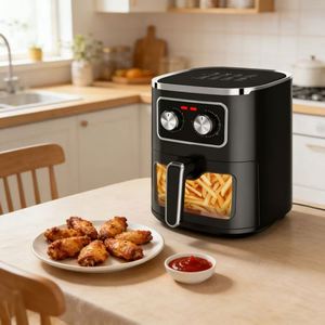 Friteuse électrique carrée en plastique 5L à commande manuelle, sans huile, avec fonction de cuisson et fenêtre de visualisation, à haute efficacité énergétique - Product Image 2