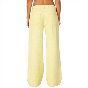 Jeans de Mezclilla para Mujer, Logotipo Personalizado, Cintura Media, Pierna Recta, Pierna Ancha, Estilo Boyfriend, Corte Regular, Ropa Casual de Calle, Transpirable, 100% Algodón - Product Image 3