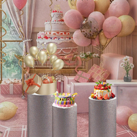 Ensemble de socles en métal doré clair avec socle, présentoir à gâteaux et desserts personnalisable pour fêtes et événements