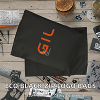 Sacs d'emballage pour vêtements en PE à fermeture éclair, biodégradables, recyclables, personnalisés, noirs givrés, imprimés en gravure avec logo personnalisé pour les chaussettes