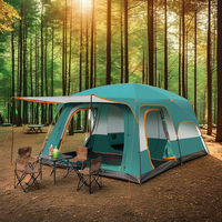 Tente de camping de luxe Wind Valley pour 8 à 10 personnes, quatre saisons, deux chambres, glamping, 210D Oxford, poteaux en acier et fibre de verre, imperméable