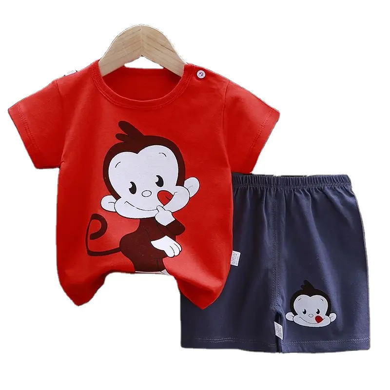 Sommer New Wholesale Kinder bekleidung Kurzarm Baby T-Shirt Jungen Kleidung Anzug Mädchen Baumwolle Pyjama