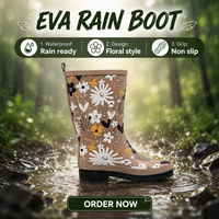 Bottes de pluie mi-mollet en caoutchouc naturel écologique recyclable, best-seller, avec logo personnalisé pour femmes, idéales pour l'utilisation quotidienne au jardin