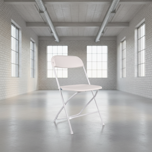 Silla Plegable de Plástico Blanca de Alta Calidad, Ligera, Apilable y Cómoda para Eventos al Aire Libre, Parques y Almacenes - Product Image 1