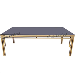 Weeding Banquet Hotel Restaurant Stainless Steel Base Mdf Top Rectangle Dinning <b>Dining</b> Dinner <b>Table</b> Furniture for Sale - Product Image 1