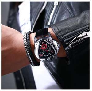 Reloj Mecánico Automático de Lujo para Hombre Jaragar, Diseño Deportivo de Carreras, Caja de Aleación, Triángulo Geométrico, Correa de Cuero Genuino - Product Image 6