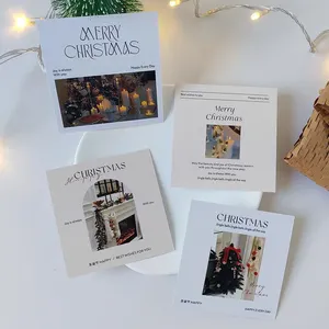 Cartão em branco para impressão de Natal personalizada, carimbo dourado, produto em branco, cartão postal DIY, cartão de felicitações em inglês