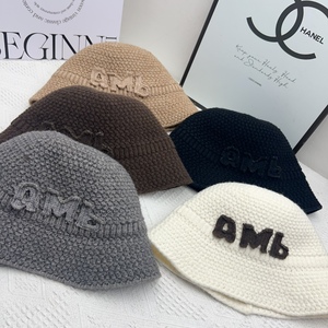 หมวกบักเก็ตถักไหมพรม สีขาวนวล ดำ กากี น้ำตาล เทา อุ่นสบาย ใส่ได้ทั้งชายหญิง หมวกชาวประมงสำหรับฤดูหนาว - Product Image 1