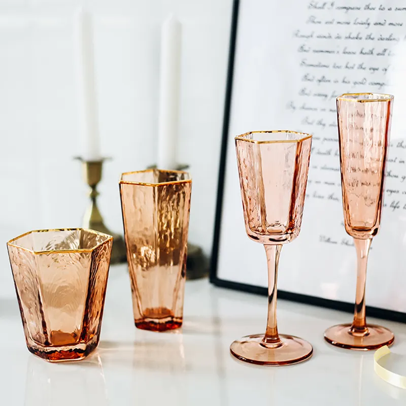 Luxus Party Toast gläser Hellrosa Hochzeit Weinglas Kristalline Champagner Flöten Tassen Großhandel