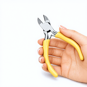 MANAN INSTRUMENTS Mini Stainless Steel Jewelry Wire <b>Cutter</b> Pliers Yellow Grip Precision Flush <b>Cutter</b> Lightweight Durable Beading - Product Image 1