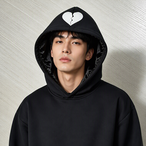 Custom Satin Lined Hoodie Blank Pullover <b>Sweatshirt</b> Contrast Trim for Streetwear - Product Image 2