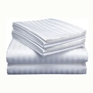 Striped Bed Sheet Set Queen Brushed Microfiber - 4 Piece Sheet Set With 1 Fitted Flat Sheet