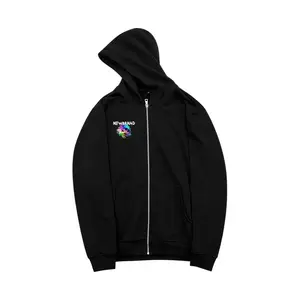 custom high quality designer black cotton french terry heavyweight zip up hoodie