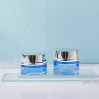 Ensemble cosmétique de luxe unique bleu, noir et blanc en gros – Pot de crème 30g/50g, flacon de lotion/sérum en verre dépoli 30/40/60/100/120ml