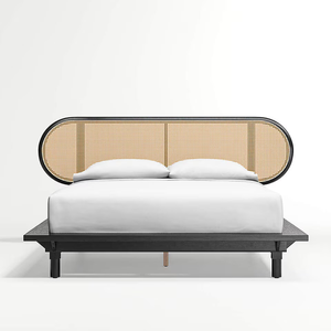 <span class=keywords><strong>Letto</strong></span> in Legno Massello dal Design Moderno con Testiera in Rattan per Letti King/Queen in Bambù - Product Image 1