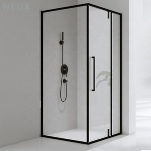 Cabine de <span class=keywords><strong>douche</strong></span> à charnière noire en verre de sécurité de 6 mm - Product Image 2