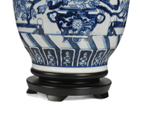 Lampes en céramique chinoise Lampe de table en forme de fleur bleue et blanche à vendre Personnalisation de la lampe de lavage de table en céramique Jingdezhen