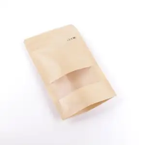 Krose Goldr/ถุงบรรจุภัณฑ์คราฟท์ ถุงกระดาษคราฟท์ หน้าต่างพิมพ์มีซิปสําหรับสติ๊กเกอร์อาหาร ยืนขึ้น กระเป๋ากล่องกระดาษ กล่องเครื่องดื่ม