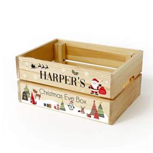 Cajas de regalo de Nochebuena personalizadas Artesanía de madera Cajas de regalo de madera elegantes y letreros de pared para regalos de vacaciones - Product Image 1