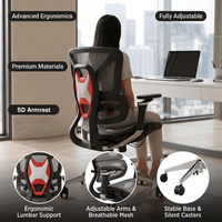 Silla de Oficina Ejecutiva Ergonómica Giratoria de Malla Premium con Soporte Lumbar Reclinable para Gaming y Computadora
