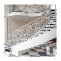 Accessoires d'escalier préfabriqués classiques boule de cristal noir mat balustrade en acier aluminium pilier rampe d'escalier