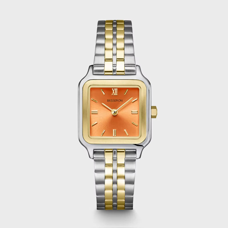 Orange unique square watch
