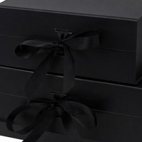 Juego de Cajas de Regalo de Lujo en Negro Mate con Cierre Magnético, Lazo de Cinta de Satén, Caja Rígida, Empaque OEM, Marca Privada, Venta al Por Mayor