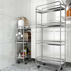 ชั้นสแตนเลส3 4ชั้นสำหรับจัดระเบียบในห้องครัวชั้นวางของในห้องน้ำอุปกรณ์เสริมชั้นเก็บของที่เก็บของในห้องครัว - Product Image 1