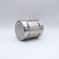 Tasse en acier inoxydable pour camping-car, tasses à double paroi incassables de 13.5oz/400ml avec poignées pliables pour le café de camping