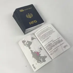 Brosur perusahaan gaya paspor kustom untuk promosi bisnis penjilidan jahit foil panas inovatif dapat didaur ulang