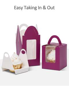 โลโก้ที่กำหนดเองสูง<span class=keywords><strong>2</strong></span> <span class=keywords><strong>2</strong></span>.5นิ้วพลาสติกใสคัพเค้กกล่องคัพเค้กสีม่วงกล่องที่มีหน้าต่างใส่และจัดการ - Product Image 2