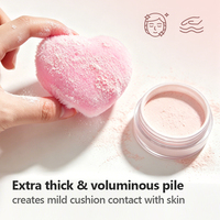 Houppette en forme de cœur personnalisable avec logo, en peluche à poils longs, avec nœud en ruban, pour poudre libre, outil de maquillage pour bébé