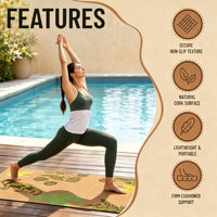 Tapis de yoga en liège naturel de haute qualité, écologique, avec logo personnalisé, tapis de yoga en caoutchouc et liège, épaisseur 6 mm, tapis de yoga TPE