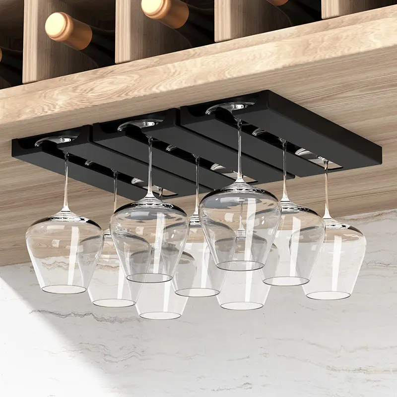 Wholesale Household Hanging Wine Glass Rack Wall Mounted Plastic Wine Bottle Display Stand Holder
