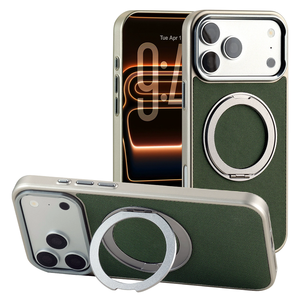 Étui en cuir suédé premium pour iPhone avec anneau magnétique, texture cuir pour iPhone 17 - Product Image 1