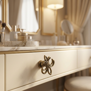 AK <b>Brass</b> Fleur De Lis <b>Brass</b> Metal Cabinet <b>Knob</b> Gold <b>Antique</b> Finish Customized Drawer Shelf Furniture Handle - Product Image 4