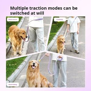 Correa para Perro Multifuncional 6 en 1 KingHon, Correa para Perro Manos Libres Resistente, Cuerda Trenzada Ajustable de Poliéster para Pasear Perros - Product Image 3