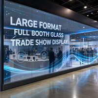 Écran LED transparent grand format pour stand de salon professionnel, mur en verre, affichage de projet sur mur en verre