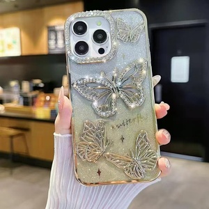 Coque de téléphone portable en TPU souple avec strass papillon pour <span class=keywords><strong>iPhone</strong></span> <span class=keywords><strong>11</strong></span> 12 13 14 15 16 17 Pro Max Series, étui plaqué pour téléphone portable - Product Image 3