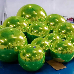 Boule de miroir décorative métallique verte suspendue géante flottante Ballons métalliques Boules gonflables géantes brillantes - Product Image 3