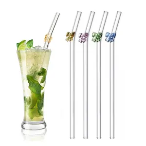 Custom Glass Straws With Bows Cute Bowknots Reusable Straws With Design New Product Ideas 2024