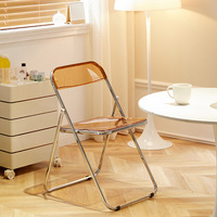 Chaise pliante transparente élégante maison magasin maquillage tabouret à la mode chaise de salle à manger Internet célébrité Photo pliable