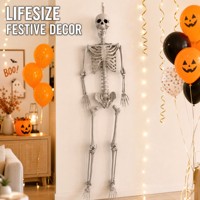 Squelette articulé réaliste grandeur nature SIPKLR 185 cm pour Halloween, maison hantée, intérieur/extérieur