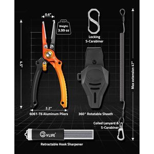 Alicates de Pesca CVLIFE de 7.5 Pulgadas de Aleación de Aluminio con Kit de Extractor de Anzuelos de Acero Inoxidable para Pesca en Agua Salada, Portátiles - Product Image 5